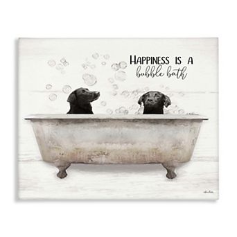 Stupell Home Decor Animal Bathroom Happiness is a Bubble Bath Canvas Wall Art