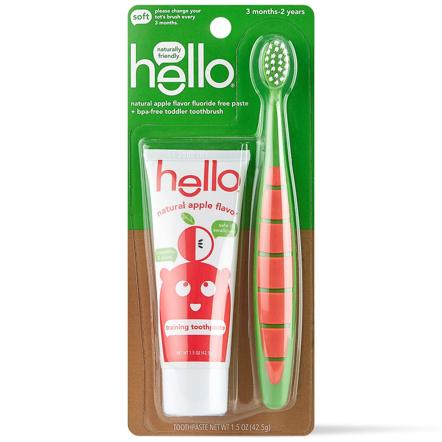 Image for hello Natural Apple Toddler Training Toothpaste & Brush Set at Kohl's.
