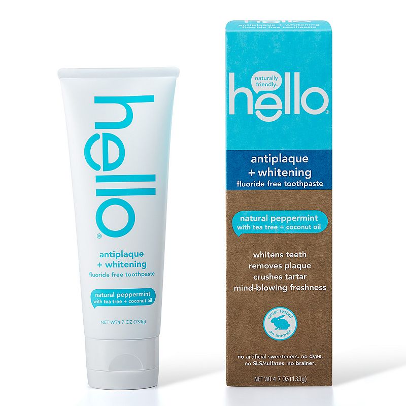 Hello Antiplaque + Whitening Vegan Whitening Toothpaste  Natural Peppermint