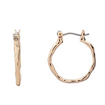 LC Lauren Conrad Gold Tone Small Textured Hoop Nickel Free Earrings