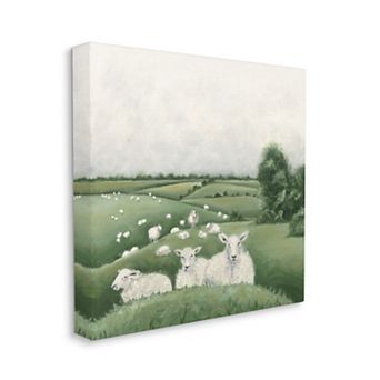 Stupell Home Decor Flock Of Sheep in Green Rolling Hills Illustration Canvas Wall Art