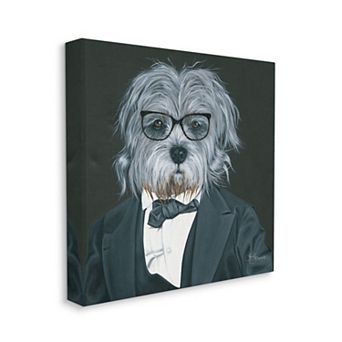 Stupell Home Decor Formal Dog in Suit Classy Menswear Glasses Portrait Wall Art