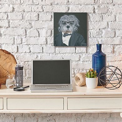 Stupell Home Decor Formal Dog in Suit Classy Menswear Glasses Portrait Wall Art