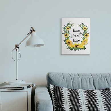 Stupell Home Decor Charming Home Sweet Home Sunflower Wreath Wall Art