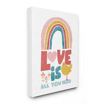 Stupell Home Decor Whimsical Kid's Rainbow Love Is All You Need Quote Canvas Wall Art
