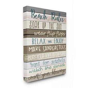 Stupell Home Decor Beach Rules List Sign Wall Art