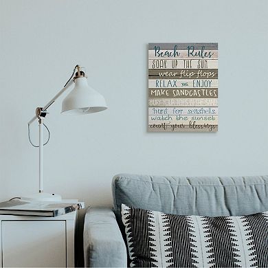 Stupell Home Decor Beach Rules List Sign Wall Art