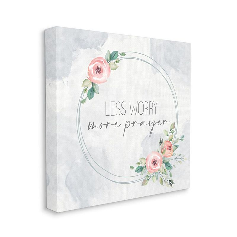 Stupell Home Decor Spring Floral Less Worry More Prayer Quote Wall Art, Blu