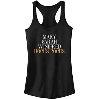 Disney's Hocus Pocus Juniors' White And Orange Name Stack Tank Top