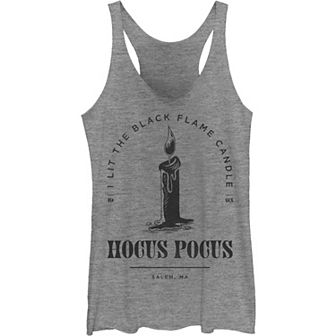 Disney's Hocus Pocus Juniors' Black Flame Candle Stamp Tank Top
