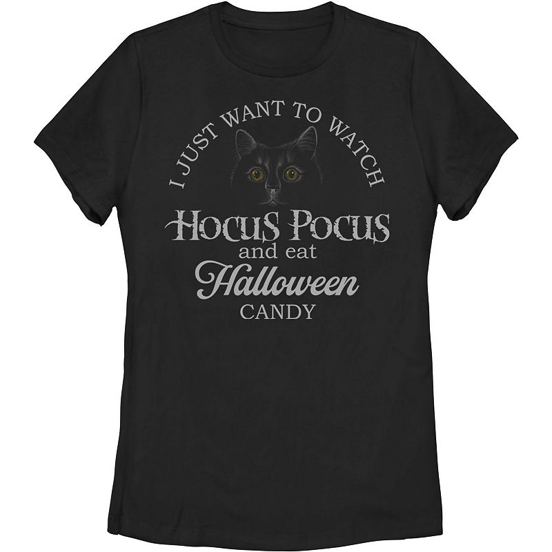 Disney's Hocus Pocus Juniors' I Just Want To Watch And Eat Candy Tee, Girl's, Size: Large, Black