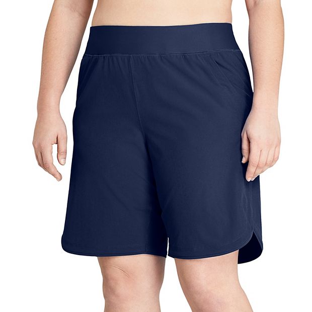 Women's Lands' End 9 Quick Dry Elastic Waist Board Shorts Swim Cover-up