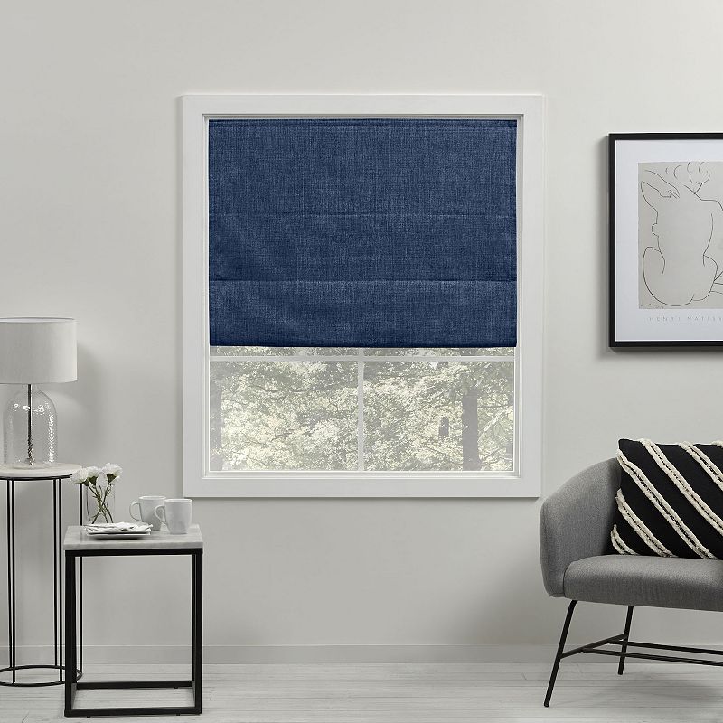 Exclusive Home Acadia Cordless Total Blackout Roman Shade  34 x64   Chambray Blue