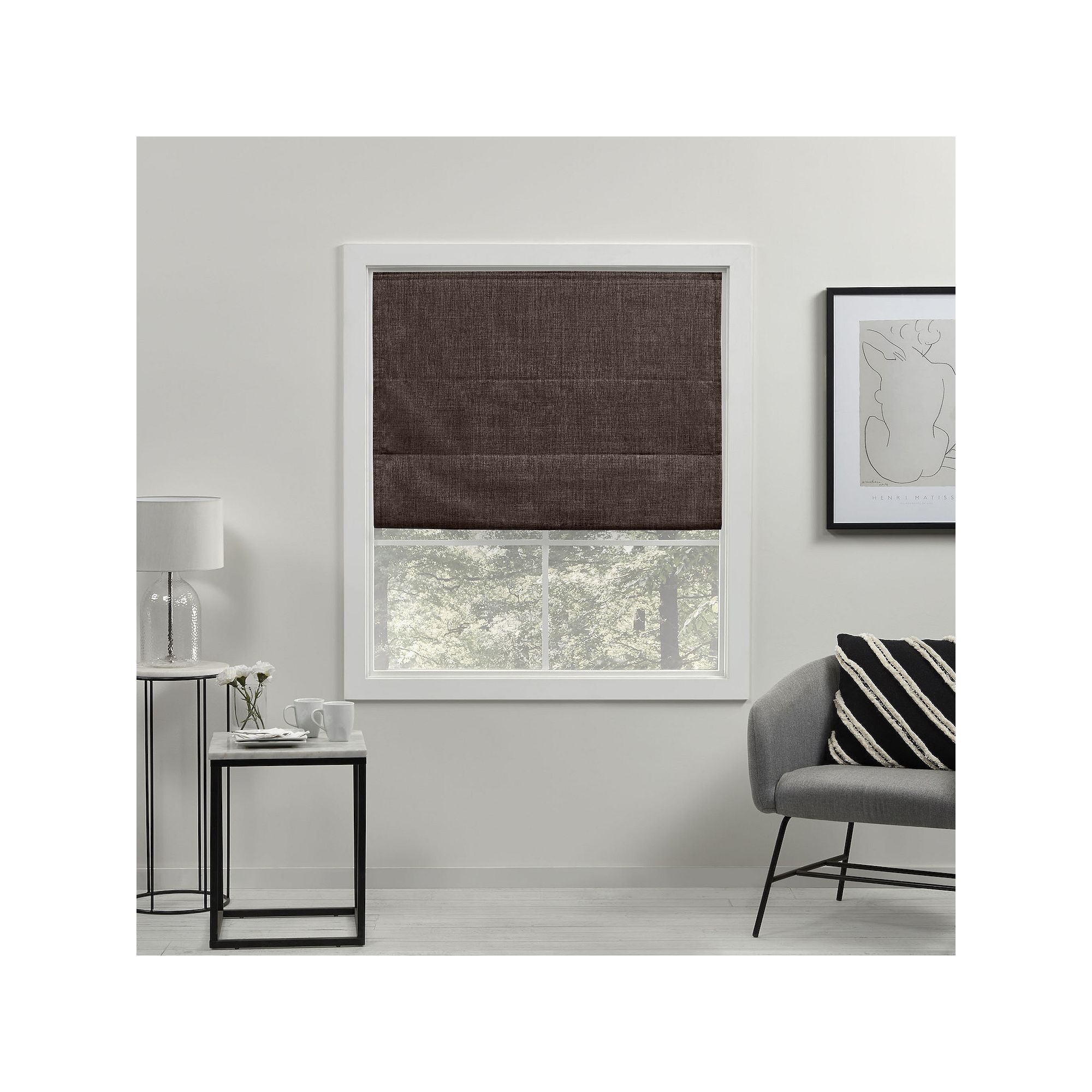 Exclusive Home Curtains Acadia 100% Blackout Roman Shade, Brown