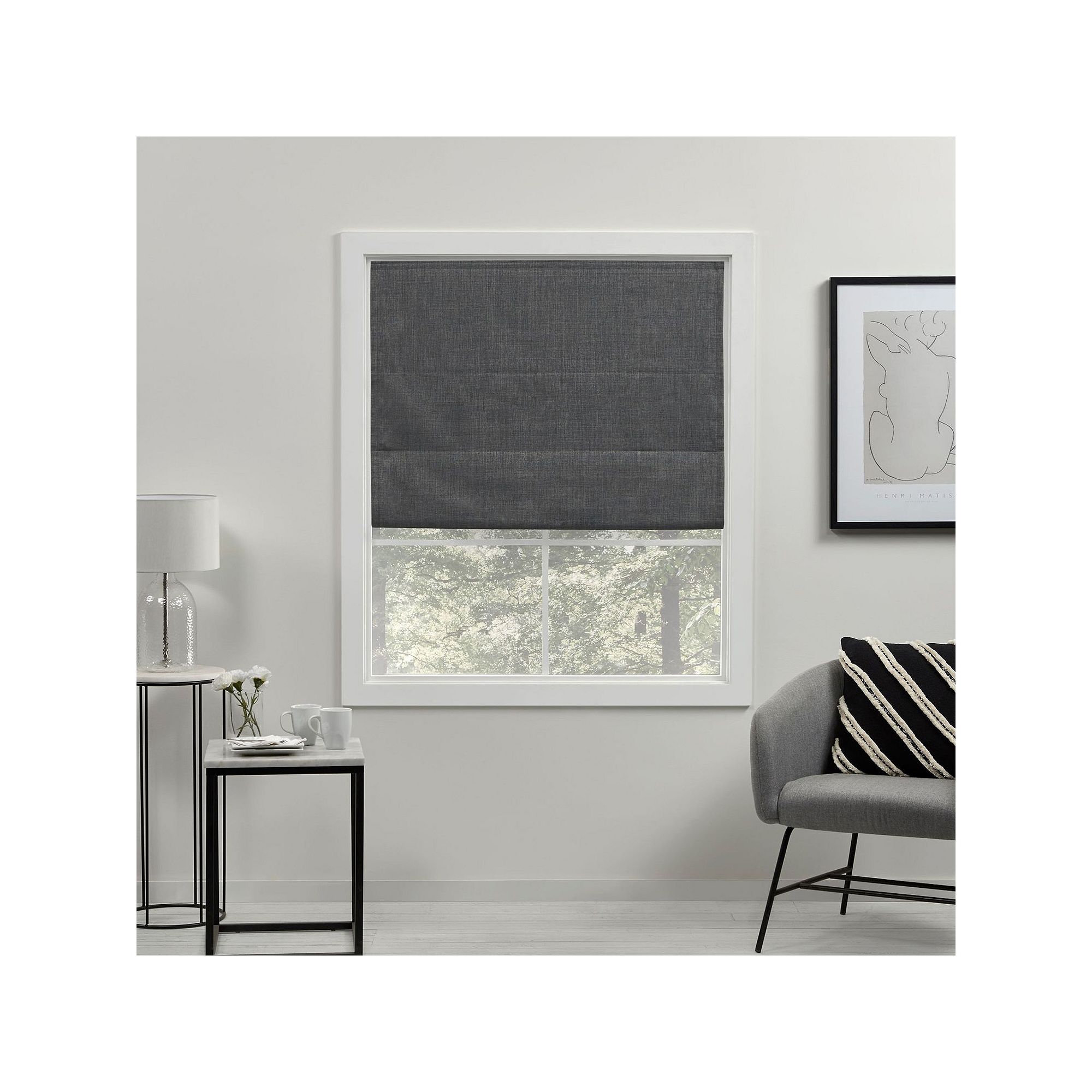 Exclusive Home Curtains Acadia 100% Blackout Roman Shade, Gray