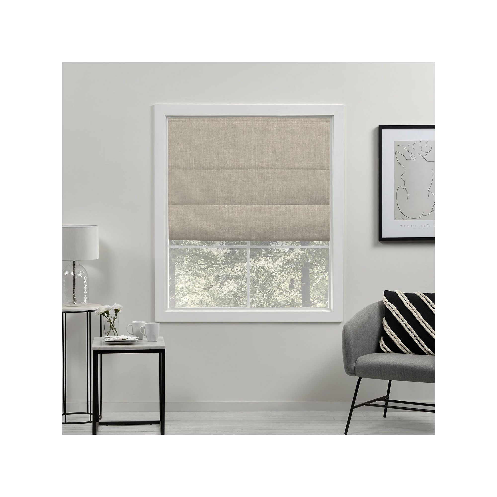 Exclusive Home Curtains Acadia 100% Blackout Roman Shade, Natural