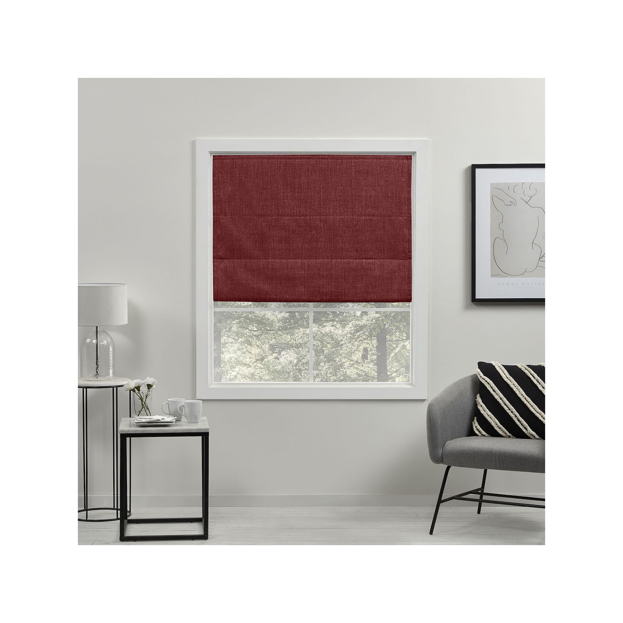 Exclusive Home Curtains Acadia 100% Blackout Roman Shade, Red