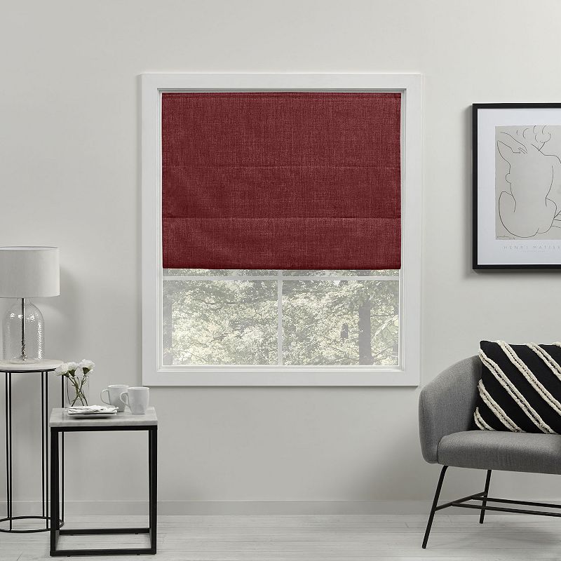 Exclusive Home Acadia 100% Blackout Roman Shade  23 x64   Red