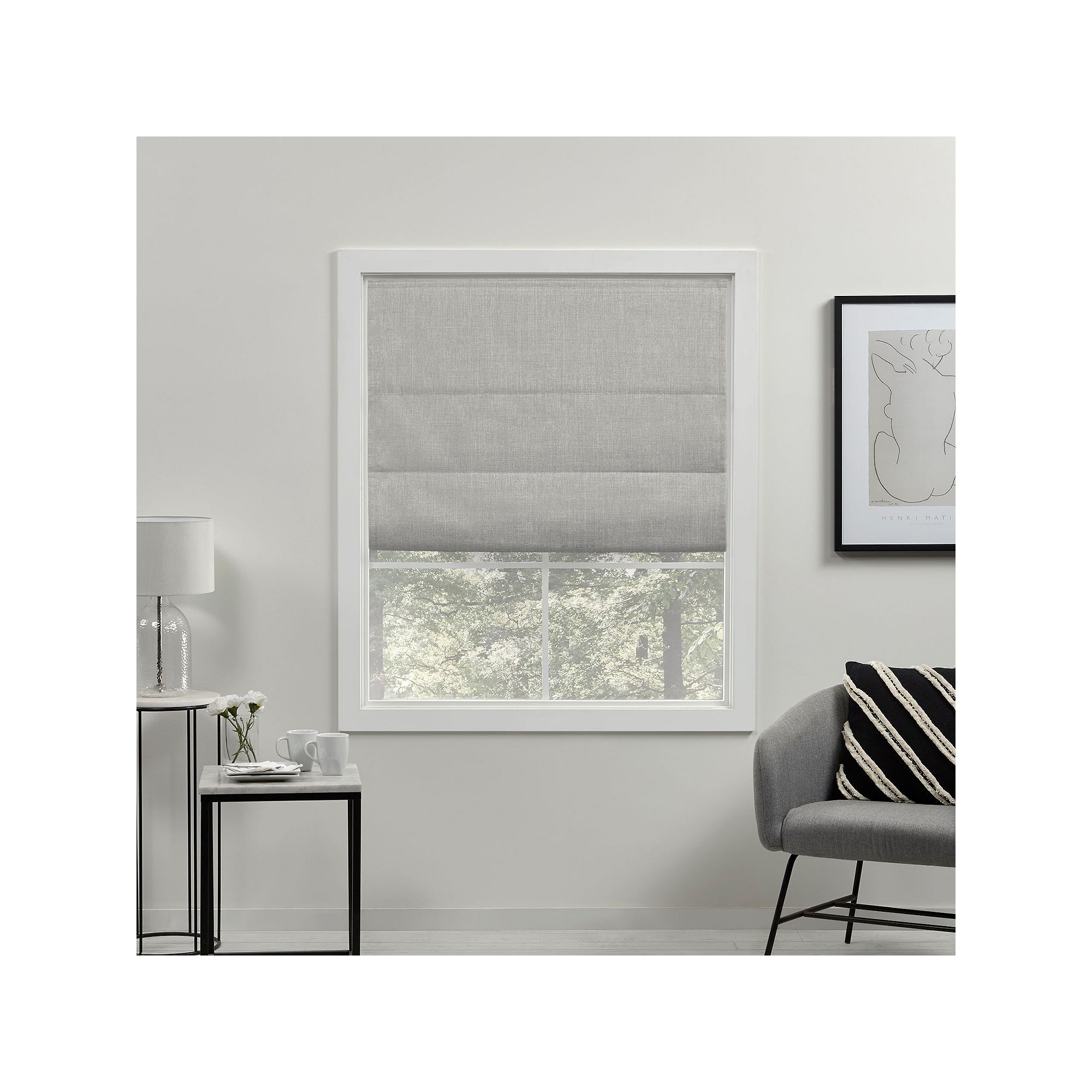 Exclusive Home Curtains Acadia 100% Blackout Roman Shade, Silver
