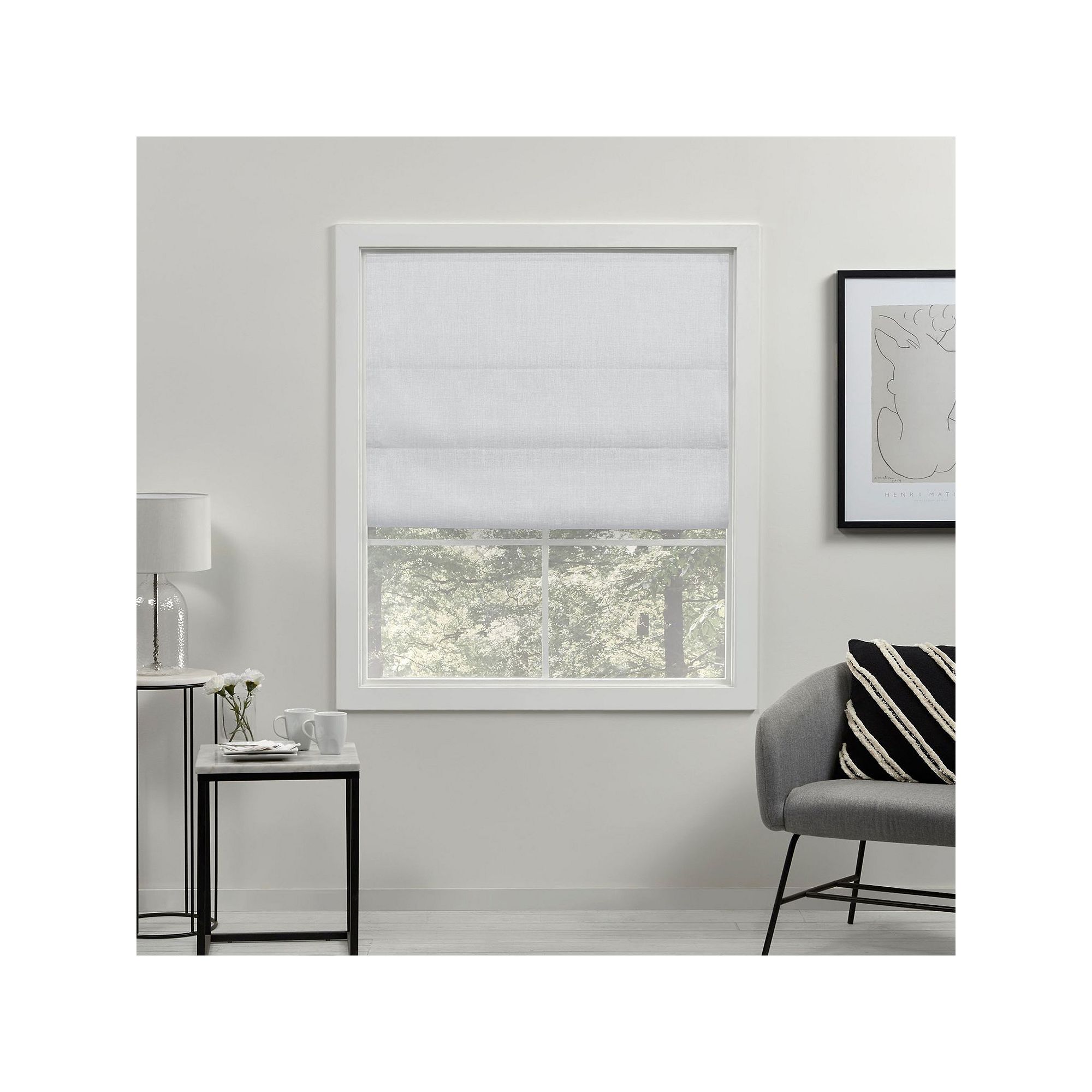 Exclusive Home Curtains Acadia 100% Blackout Roman Shade, White