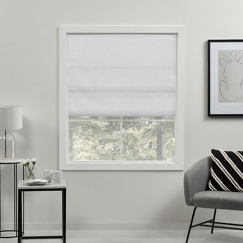 Exclusive Home Acadia 100% Blackout Roman Shade  34 x64   White