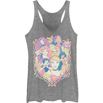 Juniors' Disney Princess Pastel Group Shield Logo Tank Top