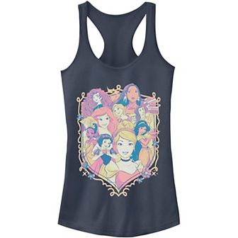 Juniors' Disney Princess Pastel Group Shield Logo Tank Top
