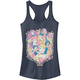 Juniors' Disney Princess Pastel Group Shield Logo Tank Top
