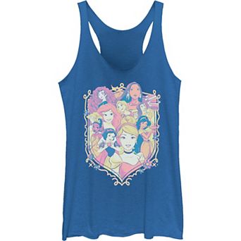 Juniors' Disney Princess Pastel Group Shield Logo Tank Top