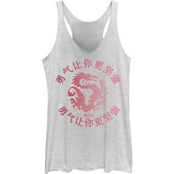 Disney's Mulan Juniors' Red Dragon Caligraphy Stamp Tank Top