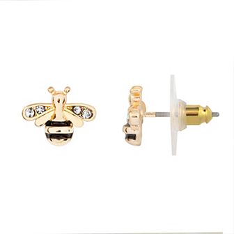 LC Lauren Conrad Gold Tone Bee Button Nickel Free Earrings