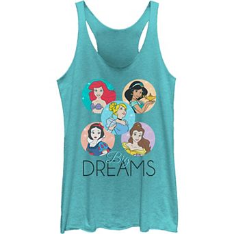 Juniors' Disney's Princess "Big Dreams" Sparkle Character Bubbles Tank Top
