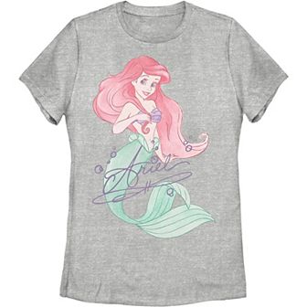 Juniors' Disney's The Little Mermaid Ariel Signed Portrait Tee