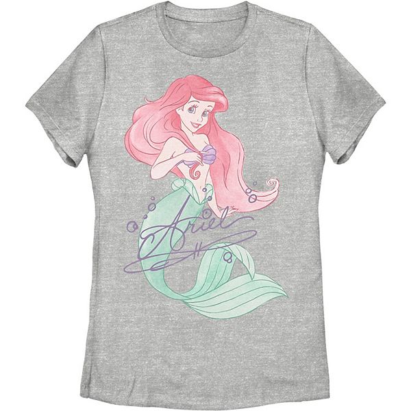 Juniors' Disney's The Little Mermaid Ariel Signed Portrait Tee