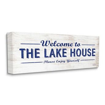 Stupell Home Decor Lakehouse Welcome Sign Enjoy Yourself Canvas Wall Art