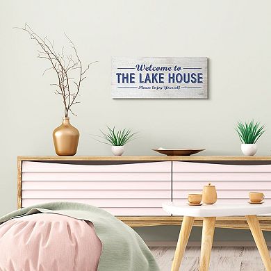 Stupell Home Decor Lakehouse Welcome Sign Enjoy Yourself Canvas Wall Art