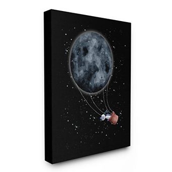 Stupell Home Decor Outer Space Moon Balloon Canvas Wall Art