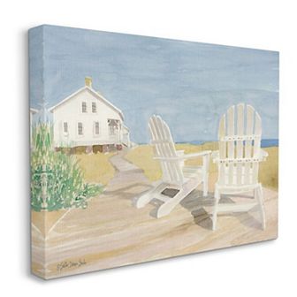 Stupell Home Decor Wooden Beach Chairs in Cape Landscape Canvas Wall Art