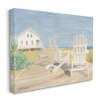 Stupell Home Decor Wooden Beach Chairs in Cape Landscape Canvas Wall Art