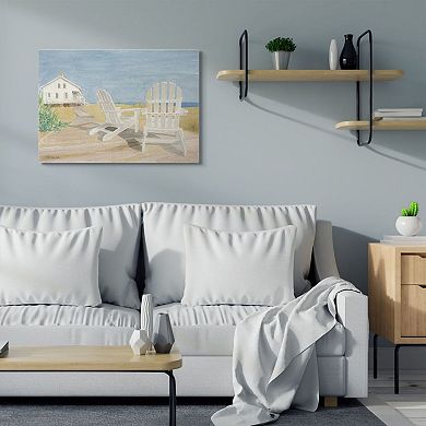 Stupell Home Decor Wooden Beach Chairs in Cape Landscape Canvas Wall Art
