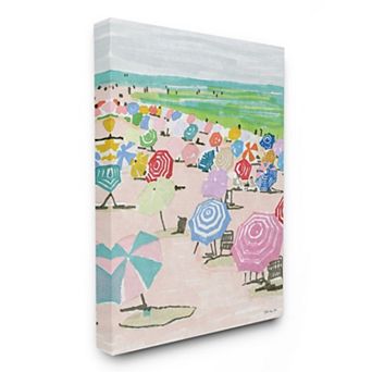 Stupell Home Decor Pastel Umbrella Filled Beach Canvas Wall Art