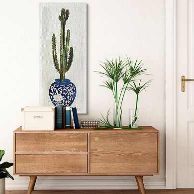 Stupell Home Decor Cactus in Blue Ornate Vase Succulent Still Life Wall Art