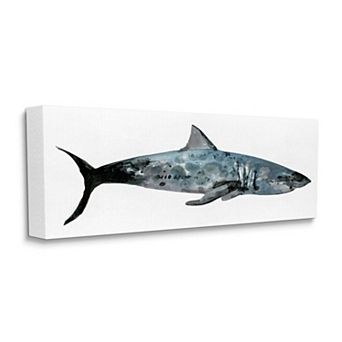 Stupell Home Decor Watercolor Textured Shark Minimal Sea Life Design Canvas Print Wall Art