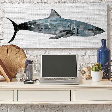 Stupell Home Decor Watercolor Textured Shark Minimal Sea Life Design Wall Art
