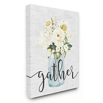 Stupell Home Decor Gather Phrase White Spring Bouquet Homey Sentiment Wall Art