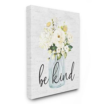 Stupell Home Decor Be Kind Soft Spring Bouquet Positivity Sentiment Wall Art