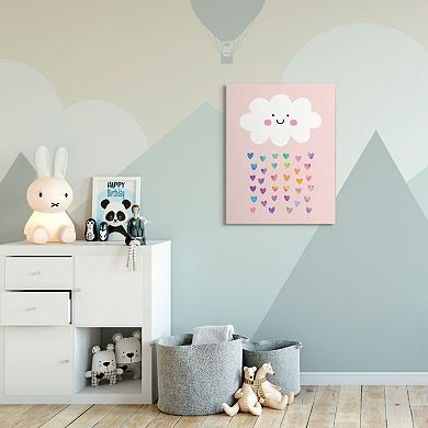 Stupell Home Decor Raining Rainbow Hearts with Happy Cloud Wall Art