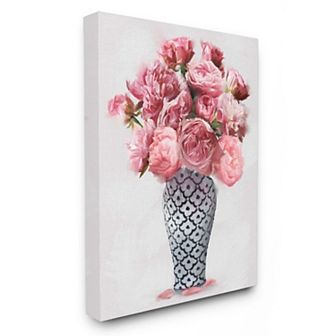 Stupell Home Decor Elegant Pink Peony Floral Bouquet in Vase Wall Art