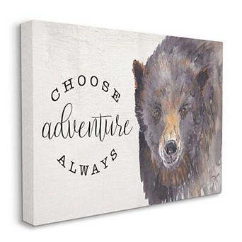 Stupell Home Decor Choose Adventure Always Phrase Watercolor Bear Portrait Wall Art