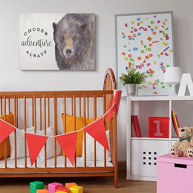 Stupell Home Decor Choose Adventure Always Phrase Watercolor Bear Portrait Wall Art